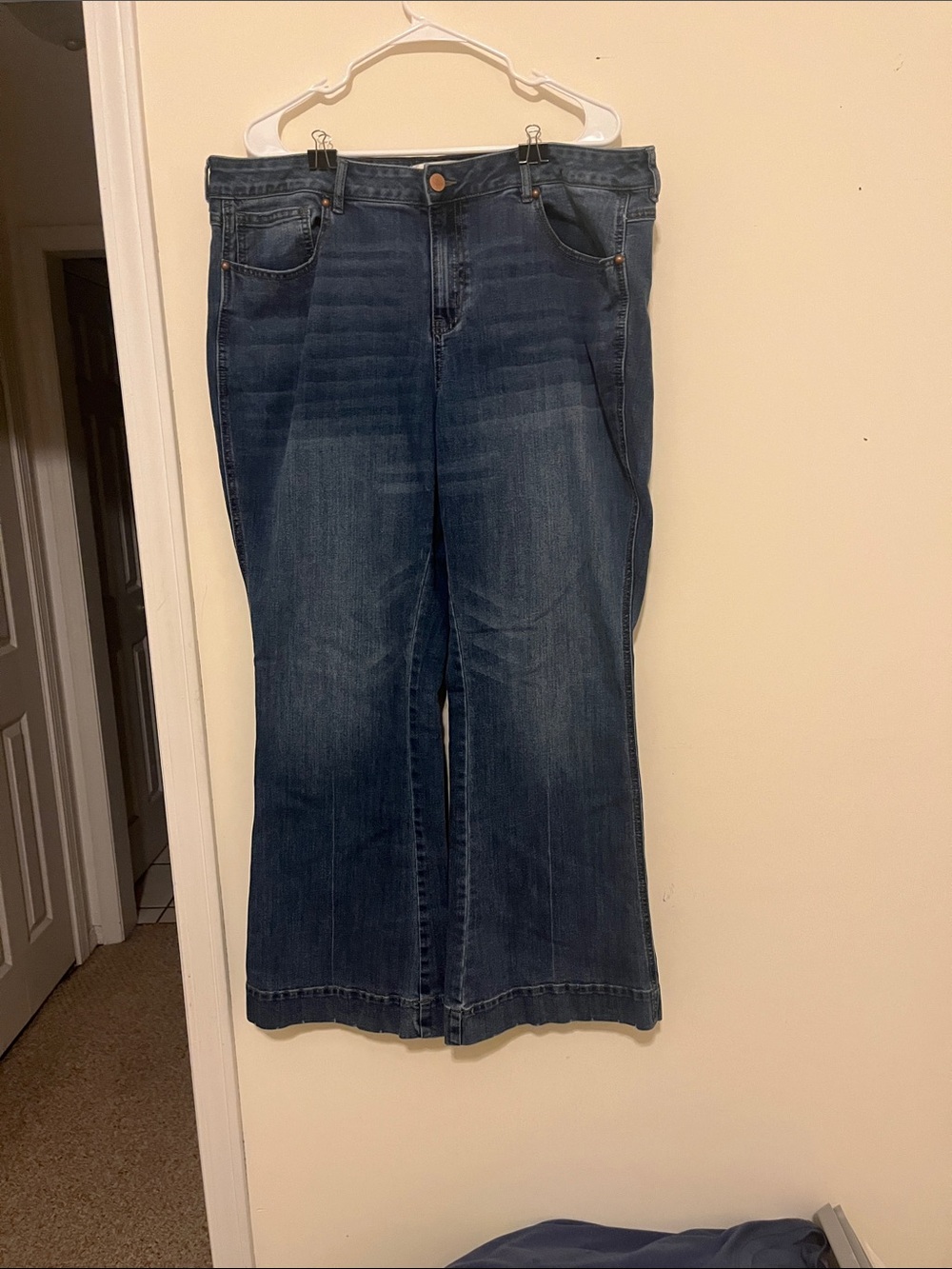 Wide Leg Women's Dark Blue Denim Jeans